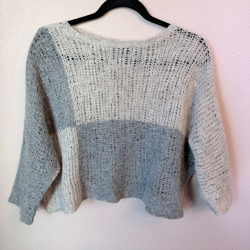 The Fisher Project Eileen Fisher Gray Colorblock Alpaca Wool Blend Sweater Large